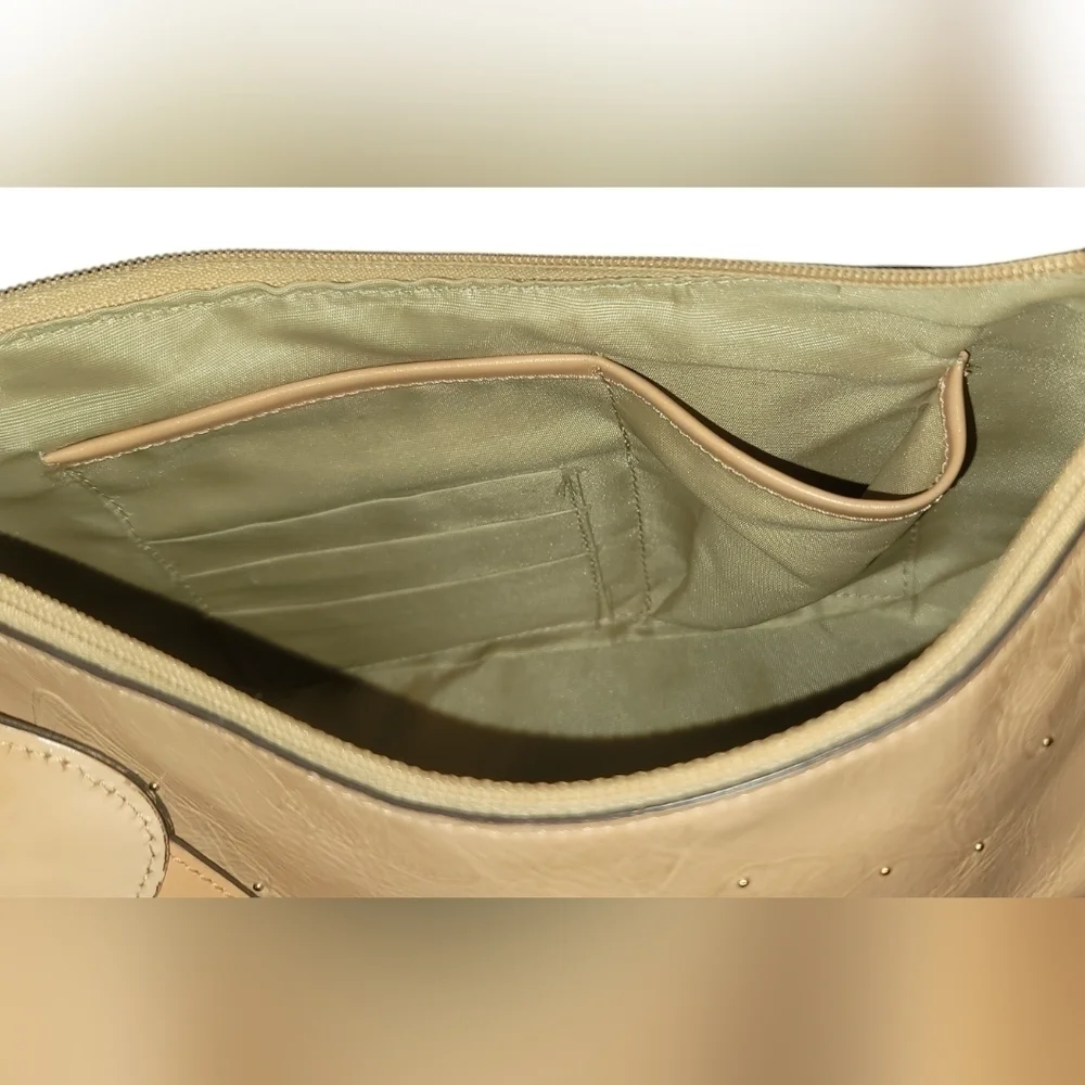 Valerie Stevens Genuine leather Hobo Bag with Embossed studded Butterflies